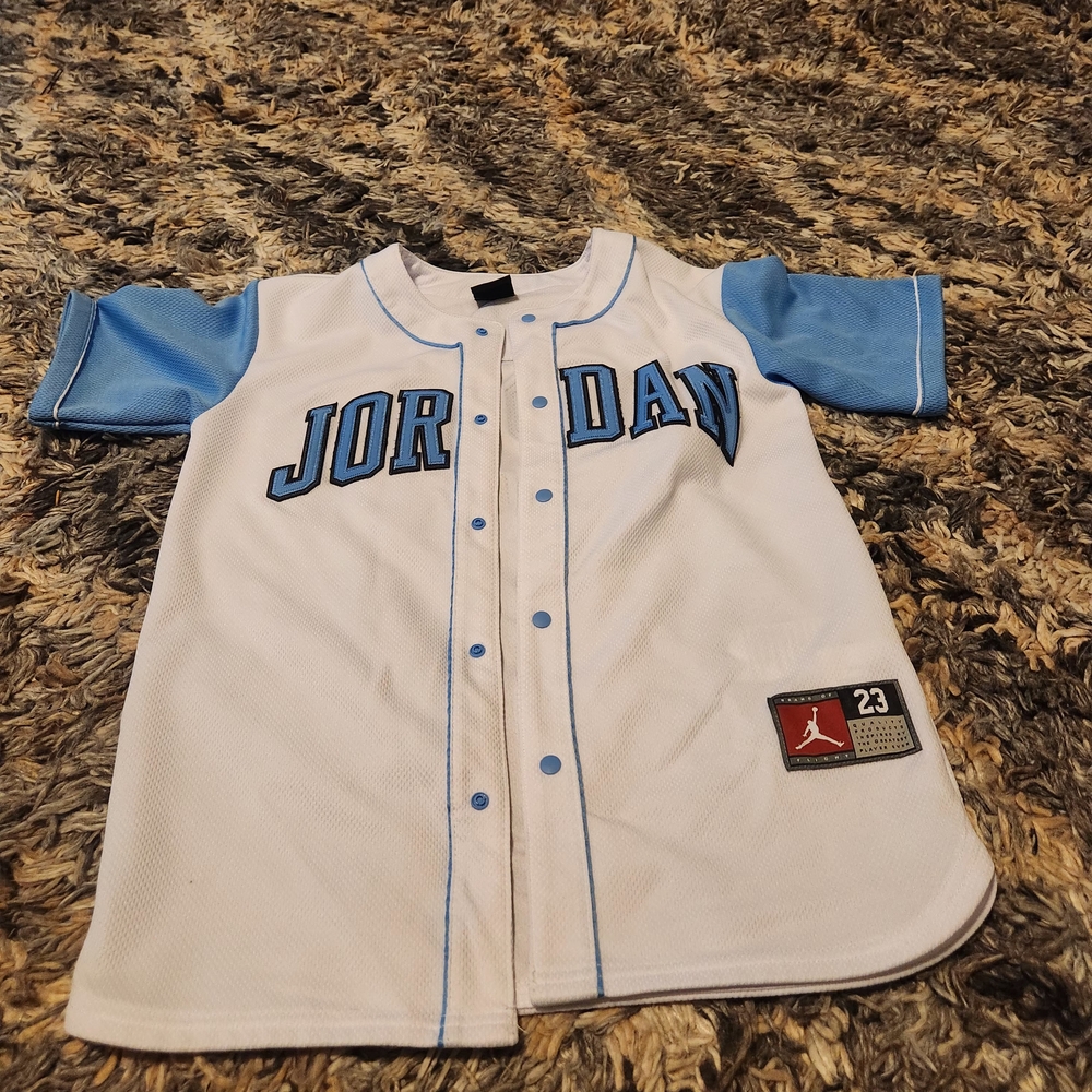 Jordan Kids' White and Blue Baseball Jersey